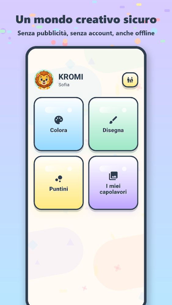 Schermata dell’app KROMI – Colora e disegna