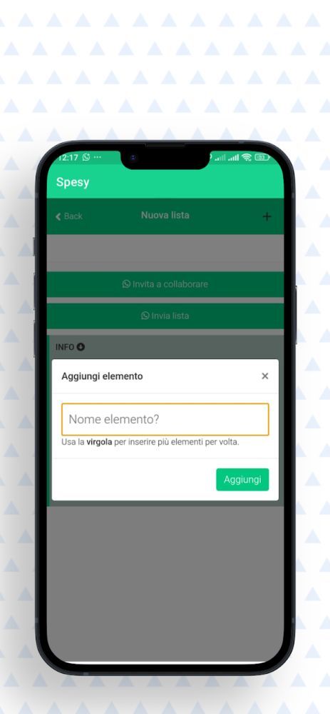 Schermata dell’app Spesy