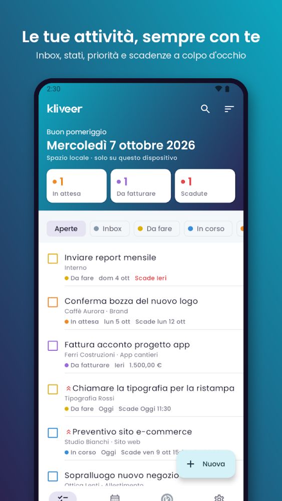Schermata dell’app Kliveer Task