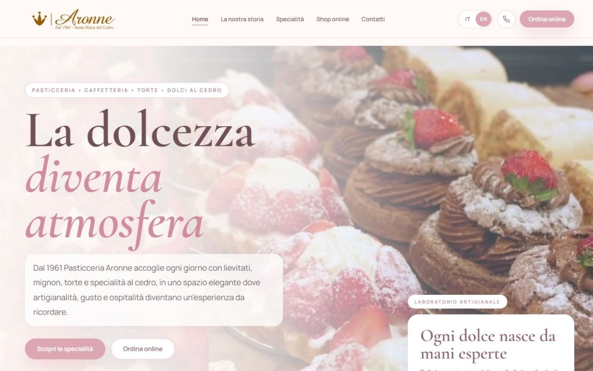 Pasticceria Aronne — Sito e shop online