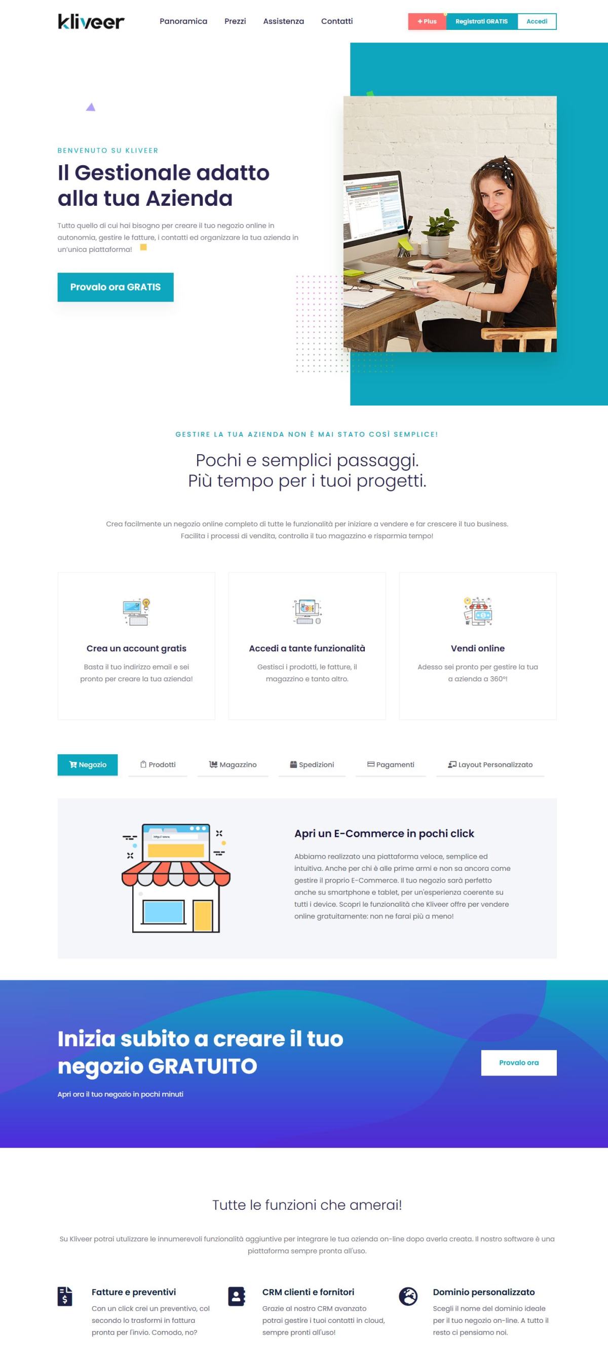 Homepage di Kliveer su desktop