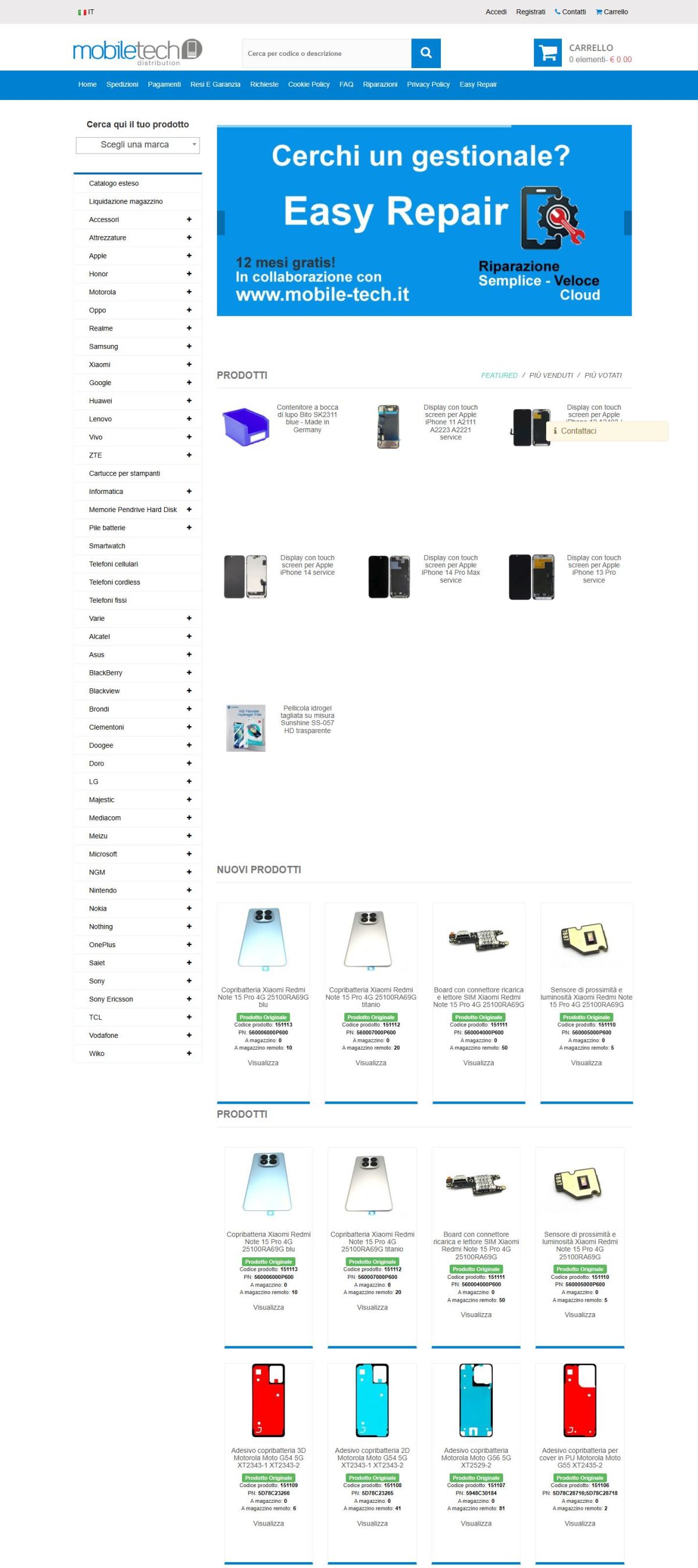 Homepage di Mobile-Tech su desktop