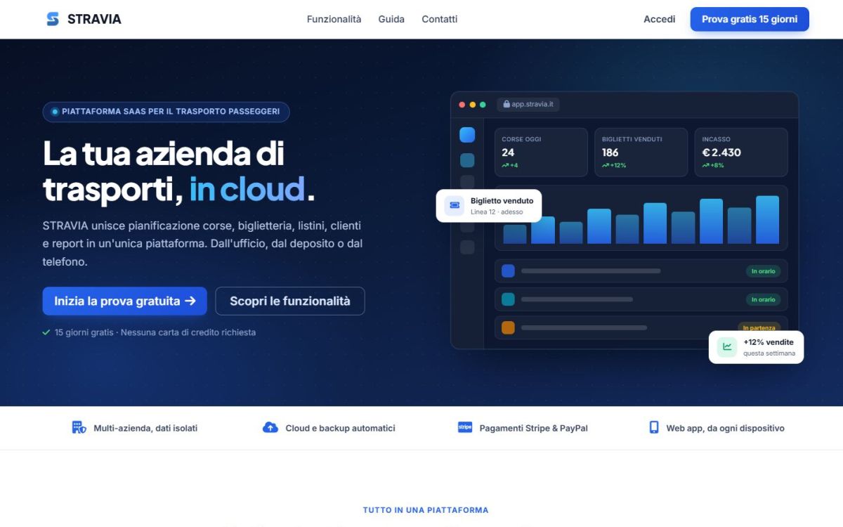 Stravia — Piattaforma SaaS